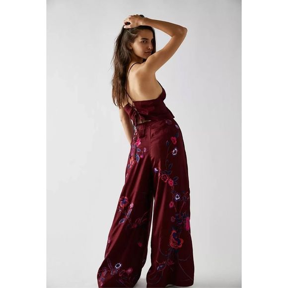 New Free People Mimi Embroidered Pants - Top Set sz 6 - Picture 4 of 8